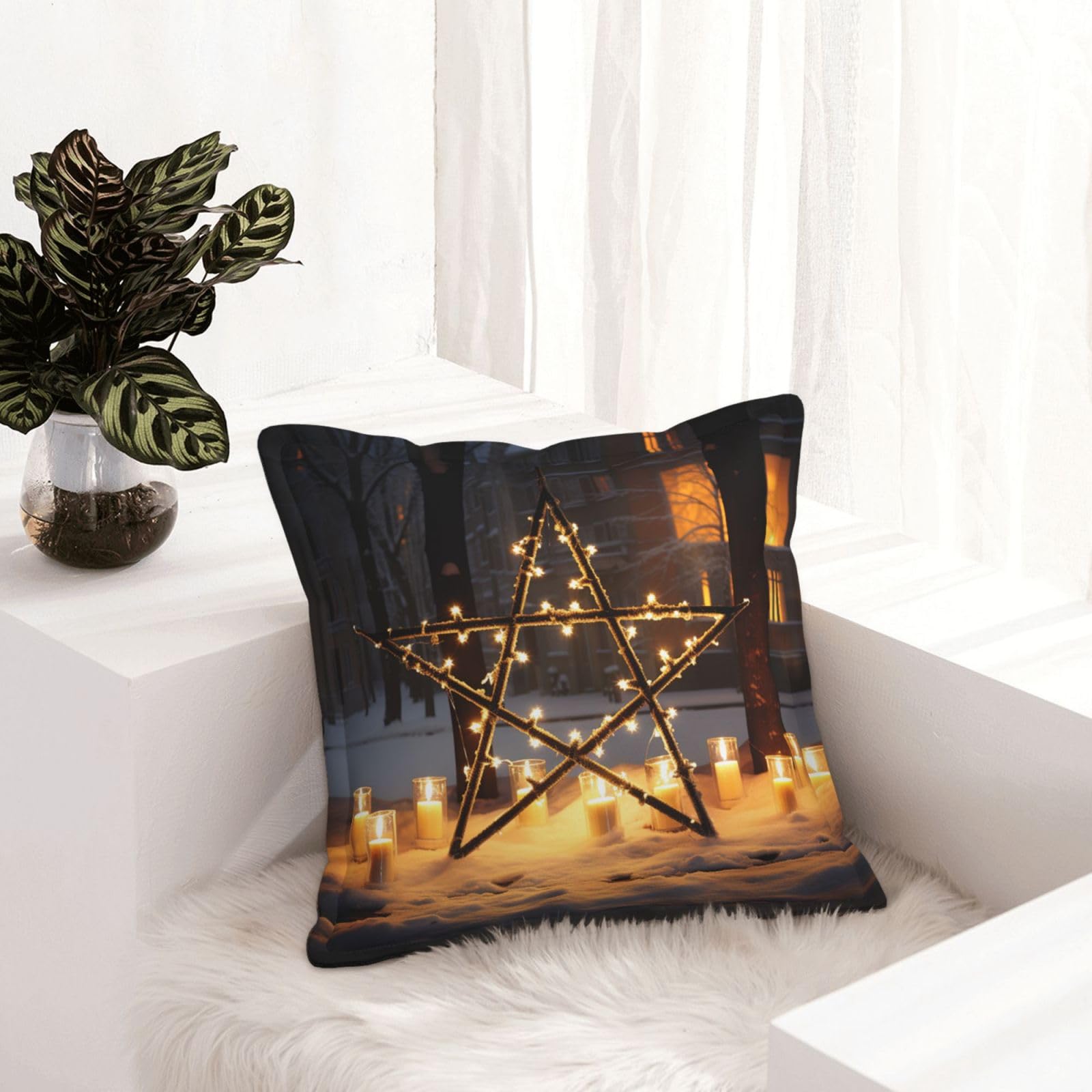 Housse de coussin similicuir 40,6x40,6 cm taie carrée canapé lit et salon rustique