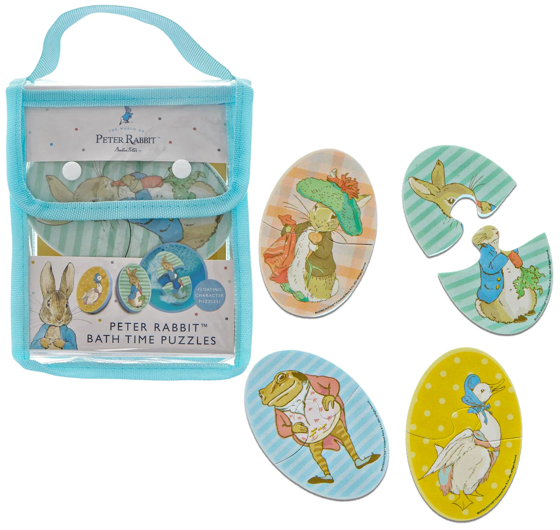 Peter Rabbit Bathtime Puzzles for Toddlers – 4 Floating Foam Character Puzzles Stick to Bath Tub & Tiles – Baby Bath Time Toys for Kids 18 Months+ – Peter Rabbit, Benjamin Bunny & Jemima Puddle-Duck