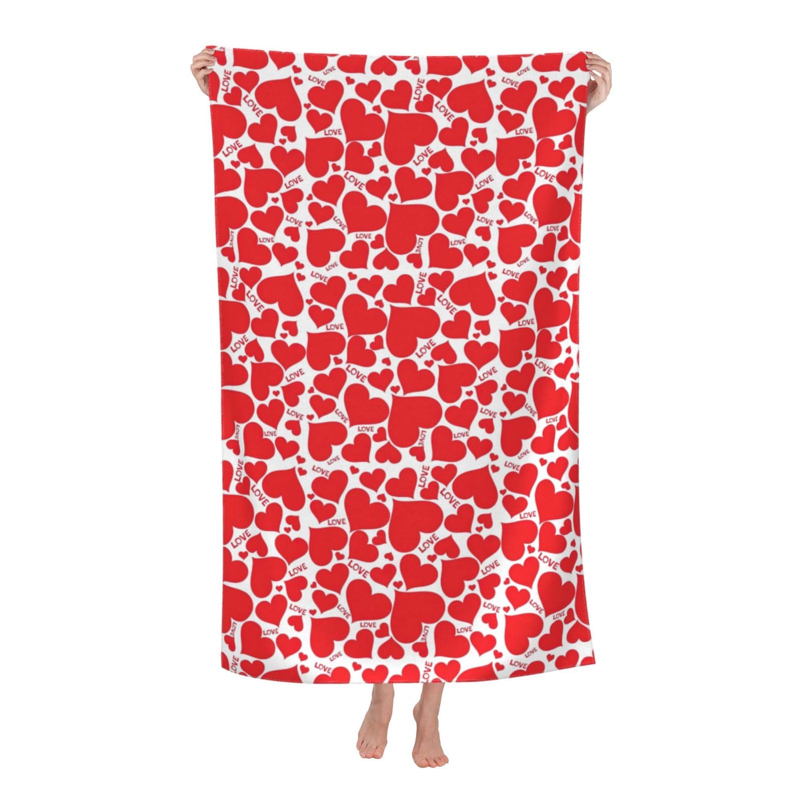 Cbaaghh Love Heart Print Adult Beach Towels,Beach & Pool Towel,Beach Towels,Towels For Camping