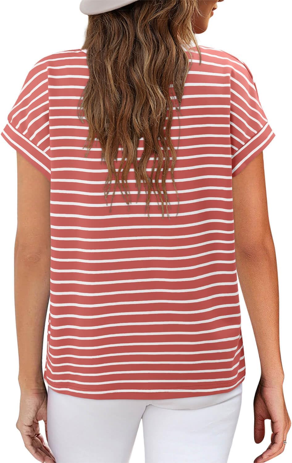 ONLYSHE Womens Short Sleeve Shirts Casual Crewneck Tops Tshirt Basic Tees Summer Fashion Strpied Clothes Outfits Tunic - Image 4