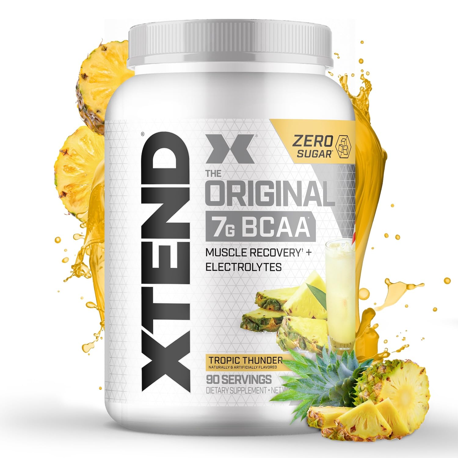 XTEND Original BCAA Powder Tropic Thunder - ZERO CALORIE, ZERO CARB, ZERO SUGAR - Post Workout Muscle Recovery Drink with Amino Acids - 7g BCAAs for Men & Women - 90 Servings