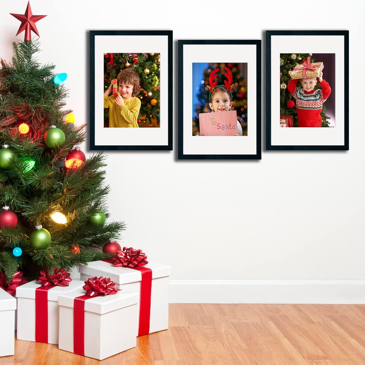YK artwood 12x18 Frame With Mat 3 Pack,Poster Frame Black - Picture Frame Set of 3 - Display Pictures 8.5x11 with Mat or 12x18 Without Mat - Wood Frames with Plexiglass - Wall Gallery Photo Frames