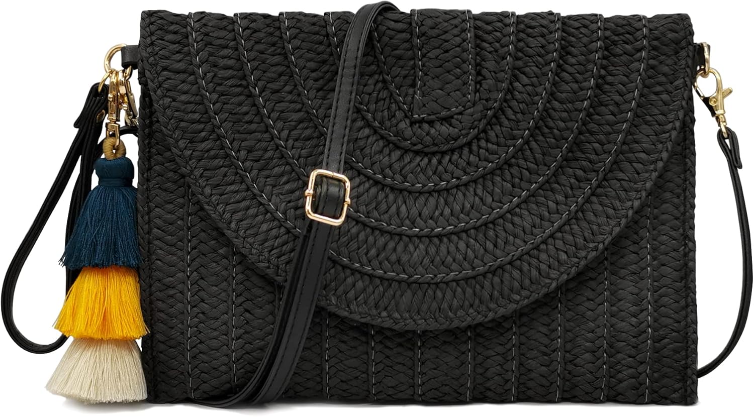 Aovtero Straw Clutch Purse Women Crossbody Bag Summer Beach Shoulder Bags Envelope Wallet Handbags