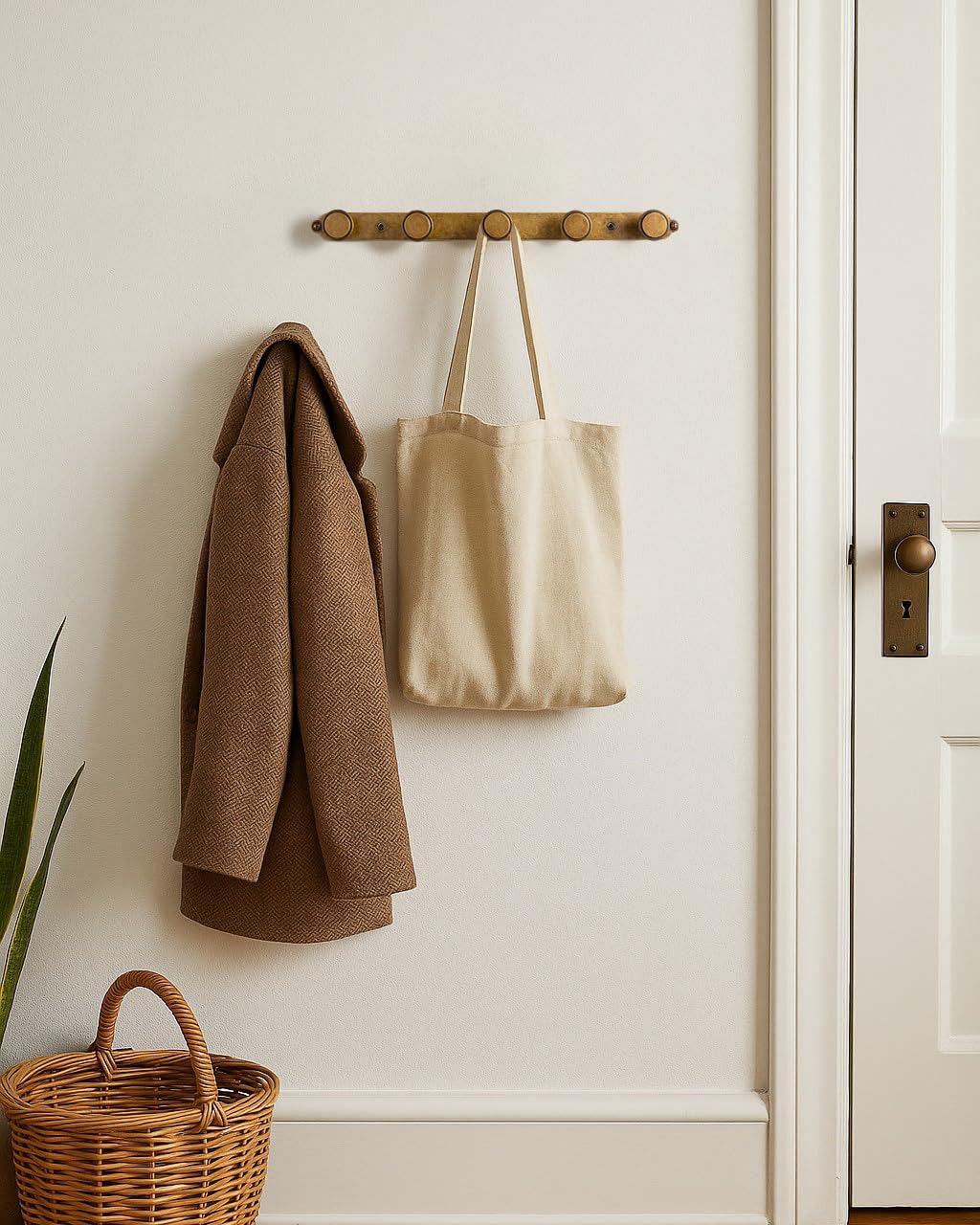 Goo-Ki 1 Pack Antique Brass Coat Rack Wall Mount Heavy Duty, Vintage Brass Towel Rack Zinc Alloy Coat Hooks Wall Mounted for Bag Hat Clothes Scarf
