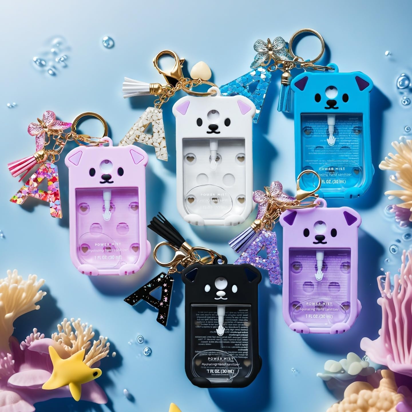 Puppy Silicone Case for Touchland Hand Sanitizer Spray 1FL OZ/30ML with Initial Letter Keychain and Charms, Cute Dog Design Protective Cover-Black S - Image 7