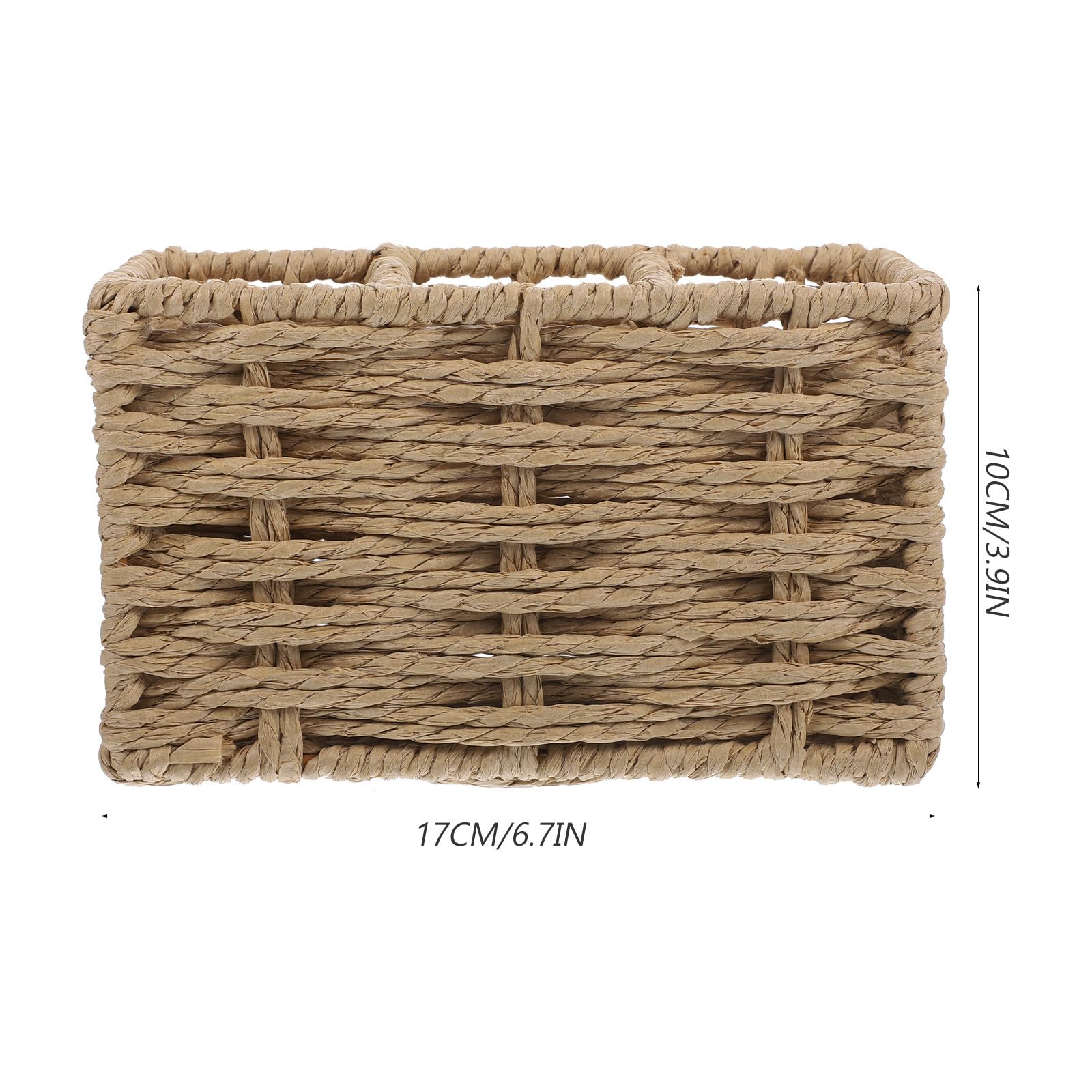 Amosfun Cesta para Cubiertos y Utensilios de Cocina de Papel Trenzado Beige Compartimentos Múltiples para Organización en Encimeras y Eventos Familiares