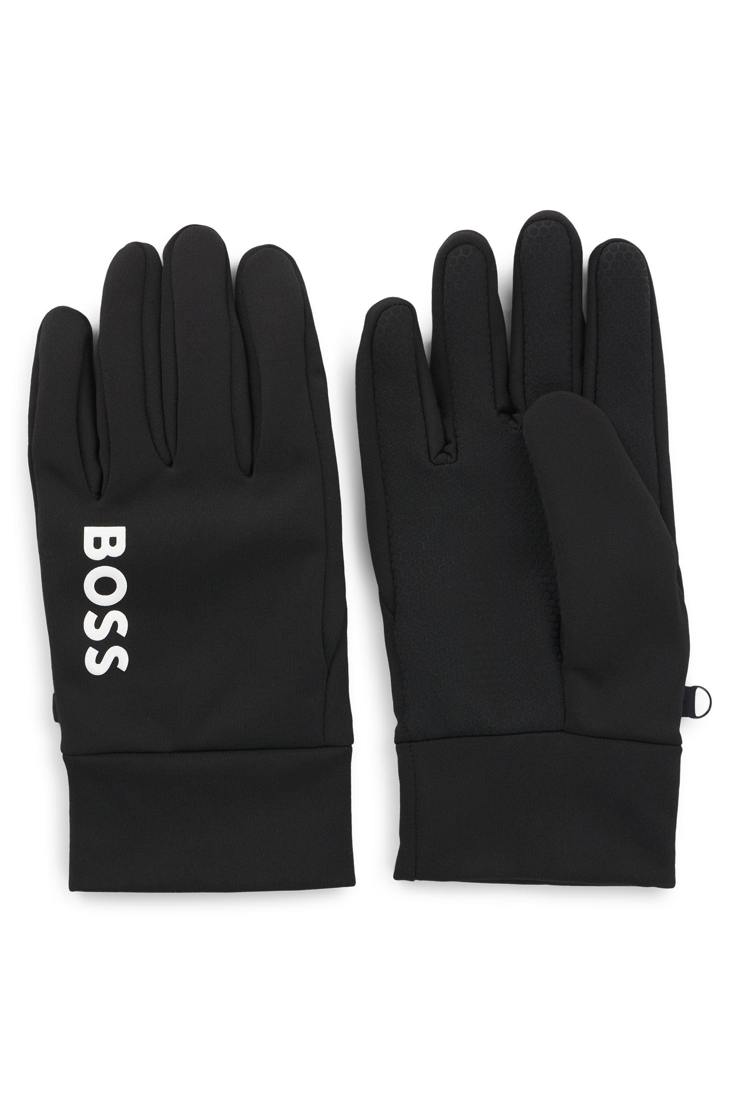 BOSS Hommes Running-Gloves-3 Gants de course adaptés aux écrans tactiles avec logos imprimés