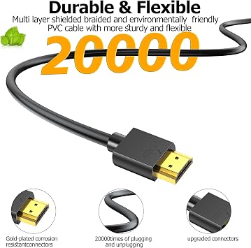 4K HDMIケーブル 10フィート 10本パック バルクHDMI 2.0 コンピューターモニター TVケーブル 10フィート オス-4K@60Hz、2k@165/144Hz、HDCP 2.2、HDR、ARC & CL3定格 | ノートパソコン、モニター、プロジェクター、TV PS5、PS4、Xbox、サウンドバー用