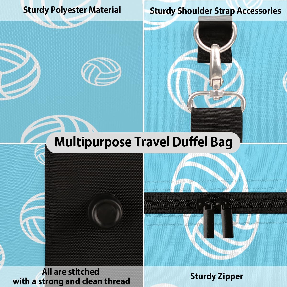 Abstract Volleyball Travel Duffel Bag for Women Men Large Capacity Overnight Weekender Bags for Lightweight Waterproof Sport Gym Bag for Workout Yoga Swim