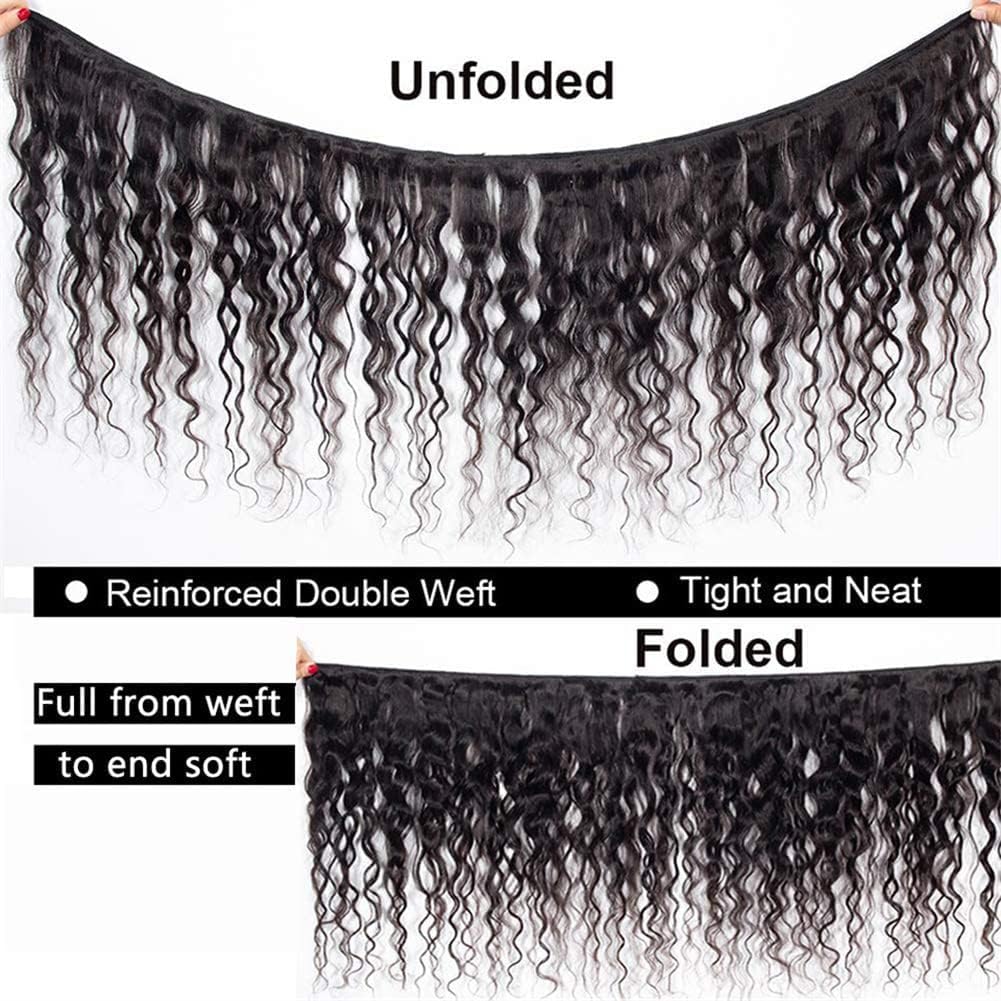 Fasci di capelli umani 10 12 14 pollici fasci di onde d'acqua capelli umani 100% non trasformati vergine brasiliano tessuto riccio 3 fasci di capelli Remy a doppia trama fasci di capelli Remy grezzi