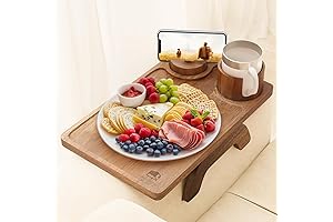 Versatile Serving Tray with Convenient Cup Holder for Armchair Relaxation