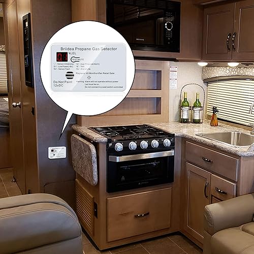 Miniatura 7 de Alarma de propano para RV, detector de gas propano briidea RV con alarma fuerte de 85 dB, 12 VCC, color blanco