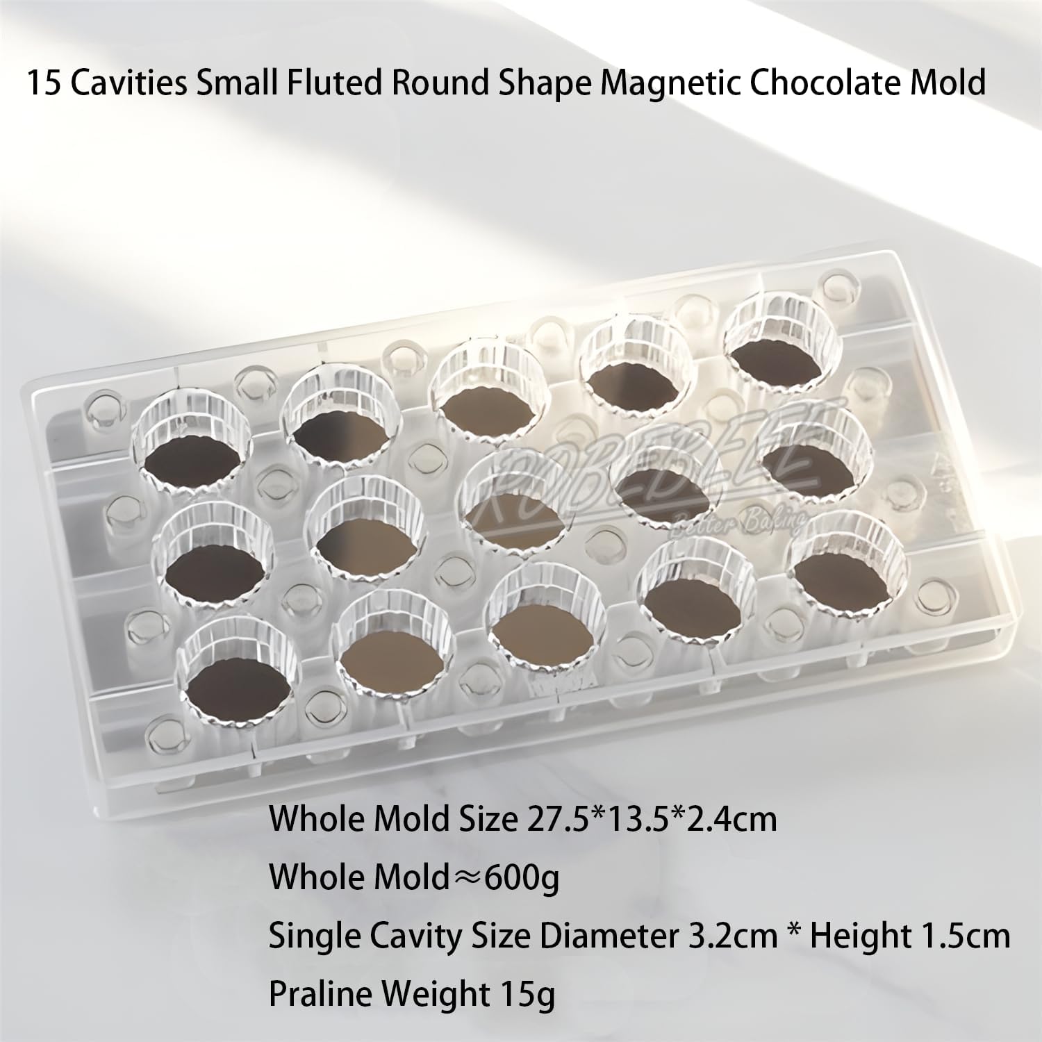 Various Rectangle Round Magnetic Polycarbonate Chocolate Mold Loose Bottom Printing Candy Maker DIY Baking Star Waterdrop Heart (Small Round Magnetic Polycarbonate Chocolate Mold)