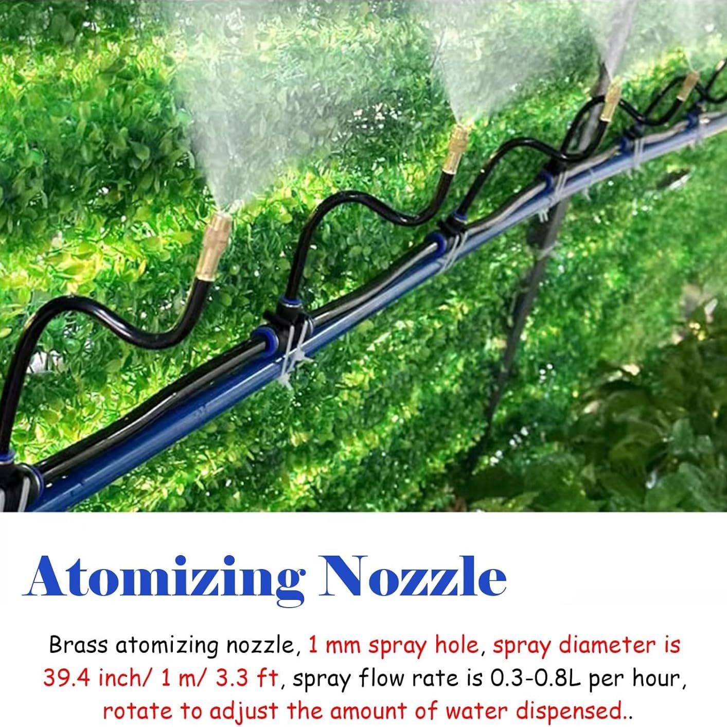 Enfriamiento por nebulización, sistemas de riego for jardines,rociador de cobre con boquilla flexible ajustable for plantas, eliminación de polvo en obras, refrigeración exterior for granjas(100m)