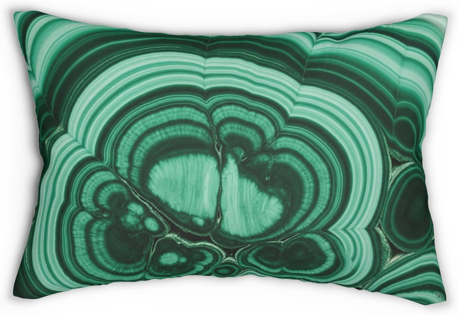 Vibrant Spun Lumbar Pillow 20x14 - Malachite Mineral Bands Design