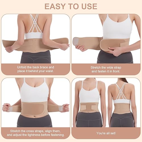 Miniatura 6 de RANDY SUN Soporte de espalda baja para mujer, ligero, de compresión, transpirable, soporte lumbar, cinturón de soporte para la cintura, envoltura