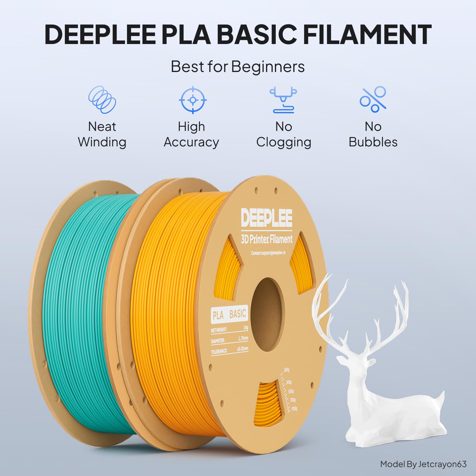 Deeplee PLA Filament - White 1KG -2 Deeplee PLA Filament - White 1KG -2