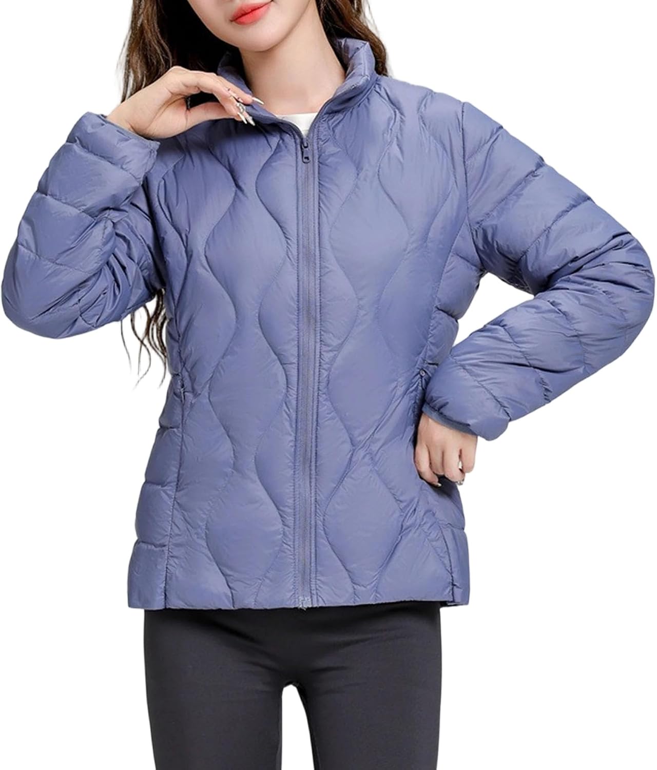Women's Down Jacket Lightweight Down Quilted Jackets Stand Collar Winter Puffer Jacket Outerwear Coats with Pockets