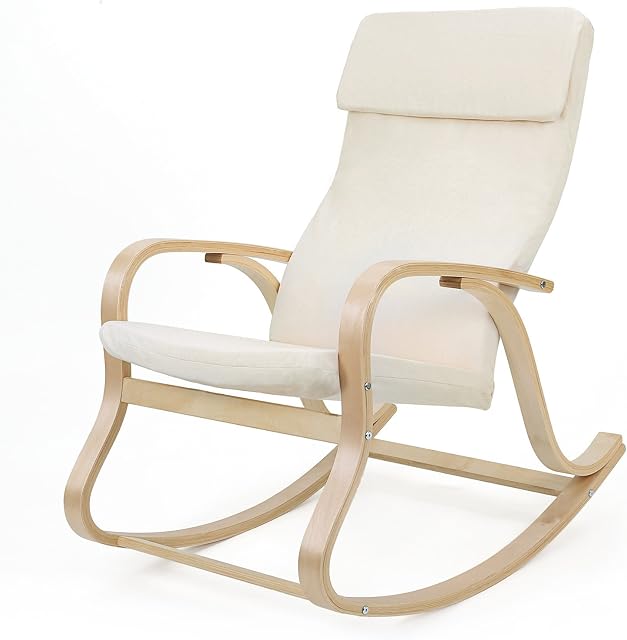 SONGMICS LYY30M Rocking Chair Beige, Cotton, 65 x 90 x 98 cm
