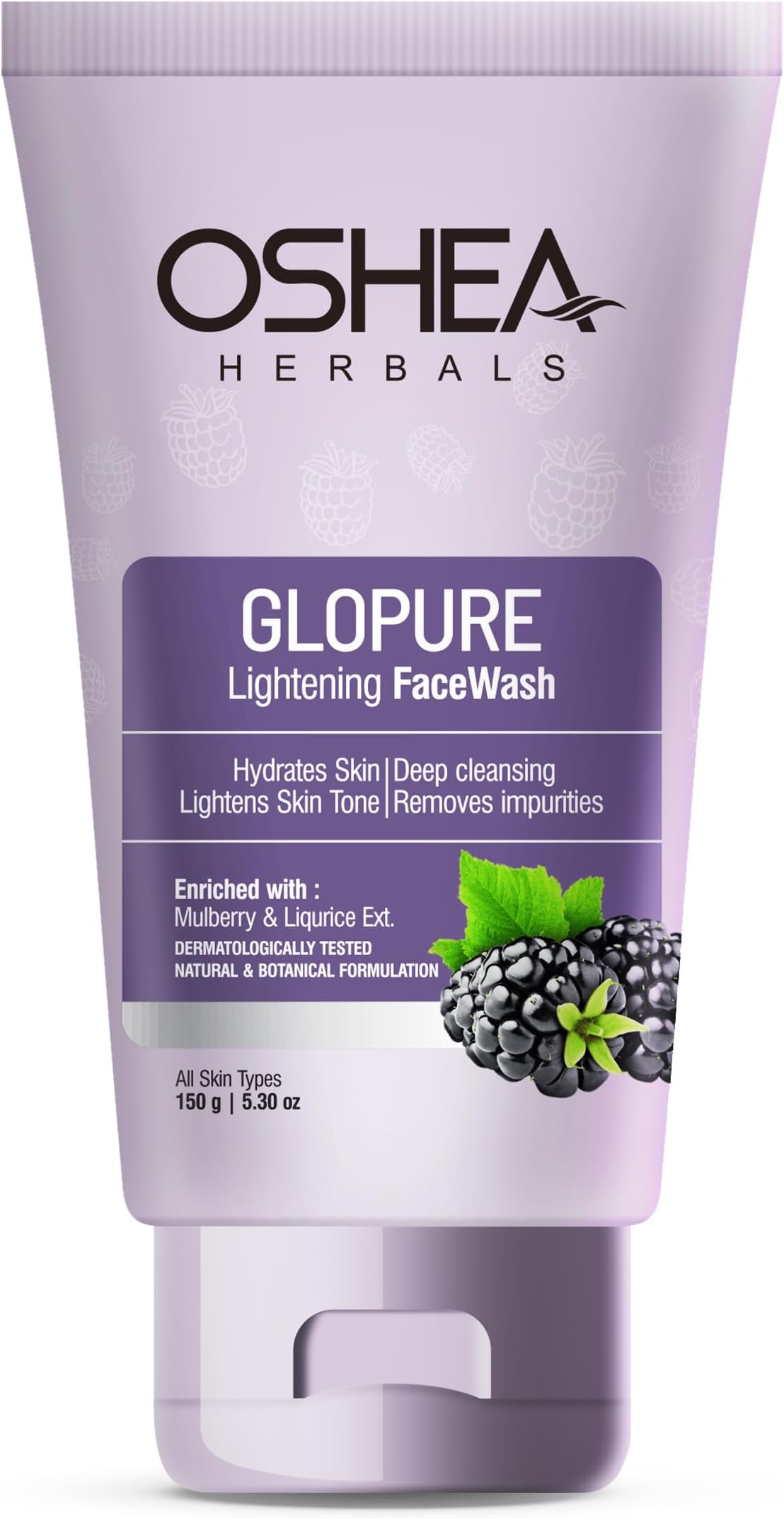 Herbals Glopure Lightening Gel Facewash For All Skin Types | Lightens & Hydrates Skin with Deep Cleaning | Enriched with Mulberry & Liqurice Extracts 150g