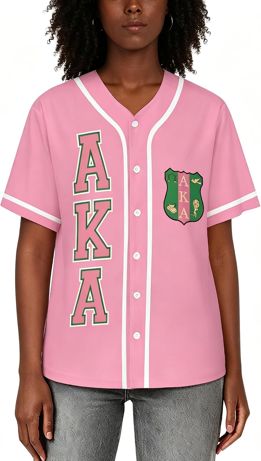 AKA Ladies Baseball Shirt, Button-style sporty casual V-neck top, team uniform