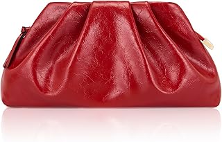 Cloud - Bolso de mano para mujer, de piel sintética, plisado, con correa para el hombro, color rojo