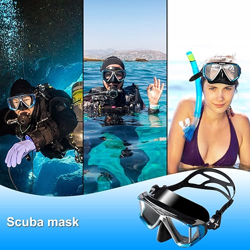 Miniatura 5 de Dry Top Snorkel Mask Set, Anti Fog Tempered Glasses Diving Mask Goggles with Snorkle, Professional Pano 4 Windows Adult Snorkeling Gear for Swimming