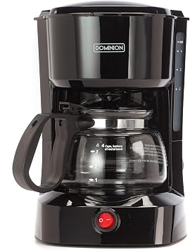 Dominir Compact Coffee Pot Brewer Machine, Quiet Operation with On/Off LED Indicator Light, Convenient Cord Storage and e, Black