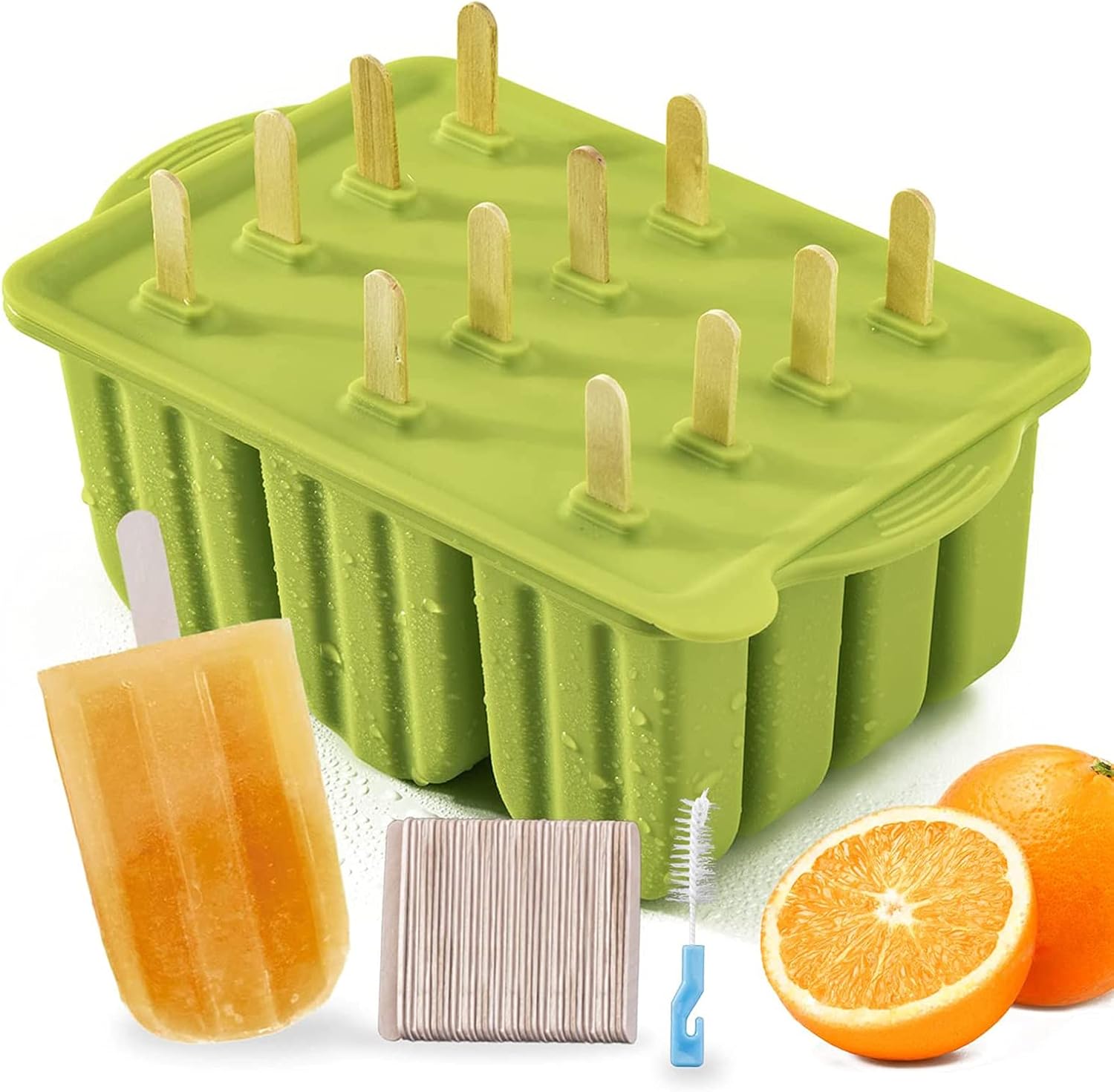 Popsicle Molds Set, DELFINO 12 Pieces Silicone Popsicle Molds Easy