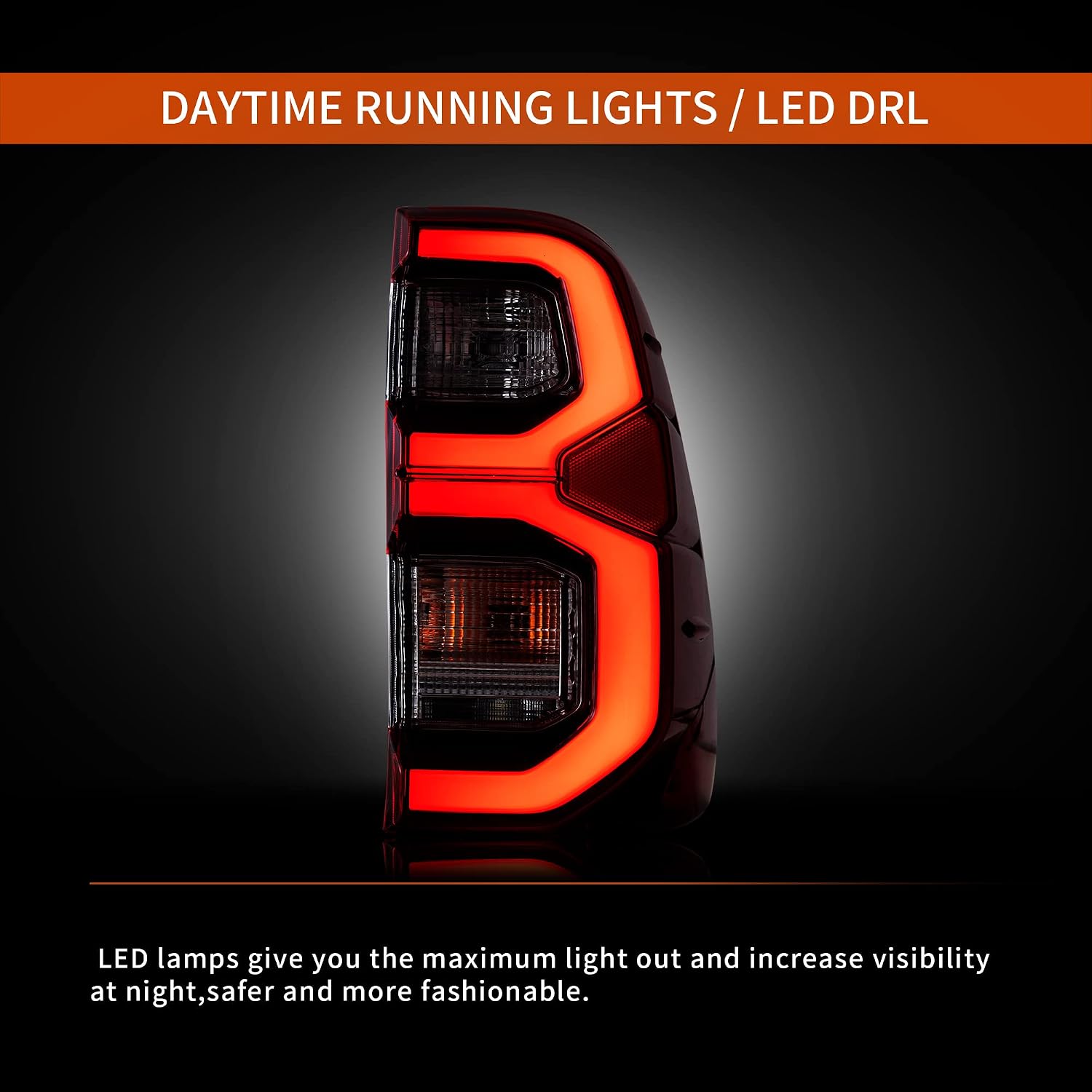 VLAND LED Red Tail Lights Compatible For [ Toyota Vigo/Hilux 2015-2020 Base, Chasis, Doble Cab, SR, DLX ] W/Startup Animation Running lights, Driver & Passenger Side, Not for HiLux Tonka