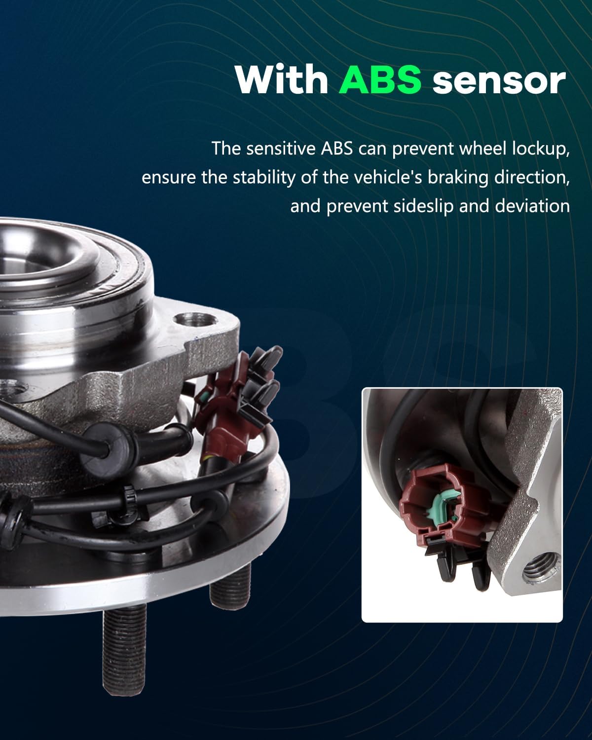 SCITOO Compatible with Wheel Bearing and Hub Assembly OE 541004 for 1980-2004 for Infiniti Truck 2004-2007 for Nissan-Datsun Truck Wheel Hubs 6 Bolts W/ABS (2 Pads)