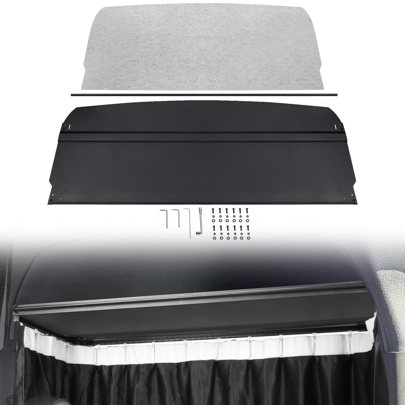 Headliner Shelf for Mercedes Sprinter Van 2007-2018，Curtain Rod and Carpet Included