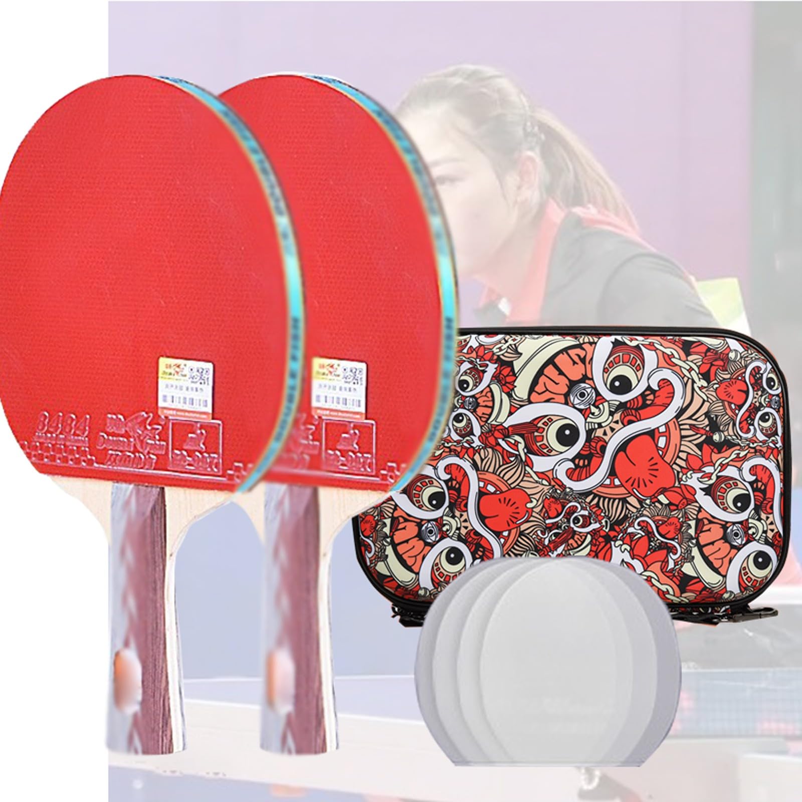 ping Pong Paddle 2* Table Tennis Racket with Box, 5 Star Racket, Perfect for Family Activities and Sports Clubs(Color:1)