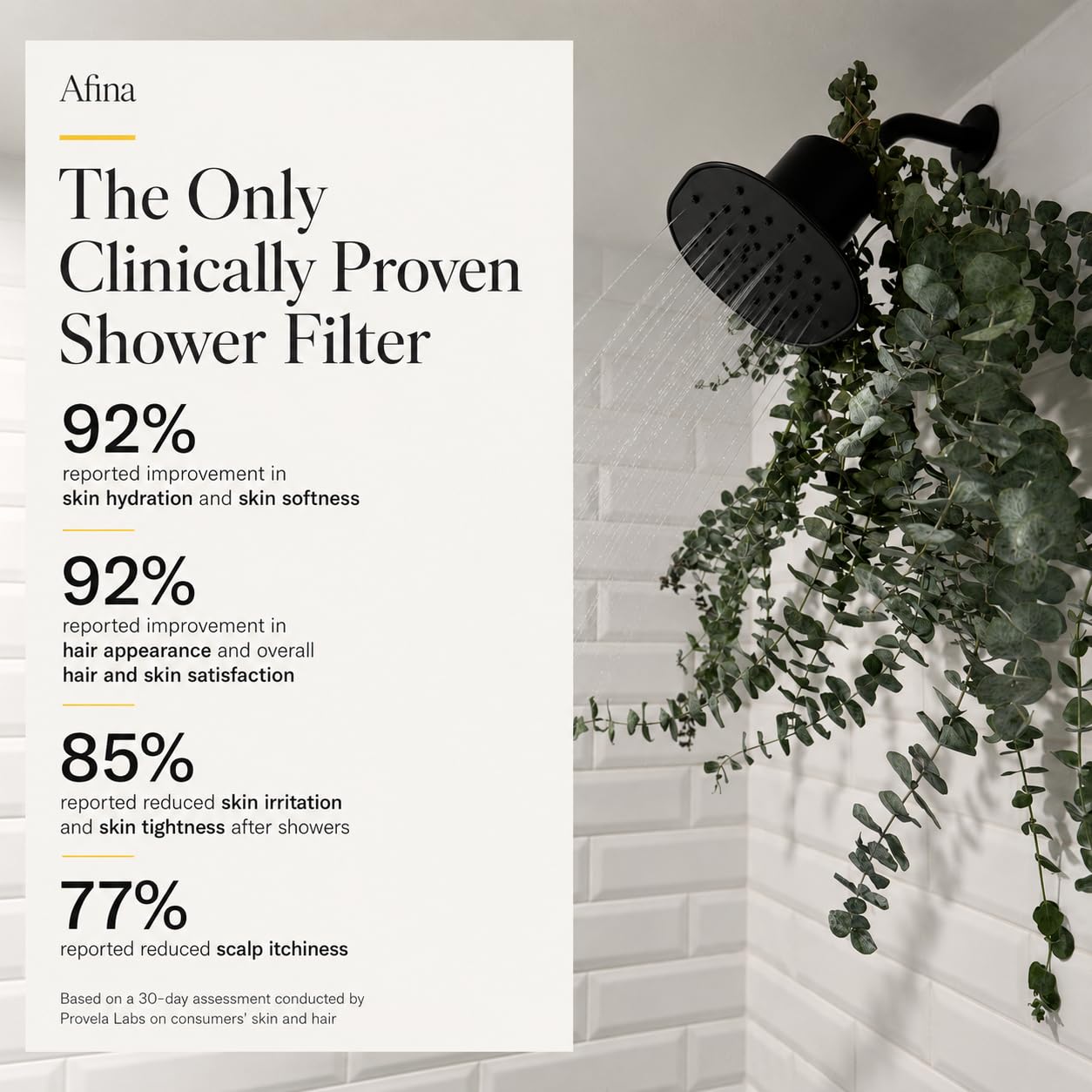 Afina A-01 Advanced High Pressure Filtered Shower Head - Reduces Dry Juchy Skin, Dandruff, Ekzeme and Dramatically Improves The Condition of Your Skin, Hair and Nails (Nickel) | KDF-55 Duschfilter & Wasserfilter Duschkopf für hartes Wasser, reduziert Chlo