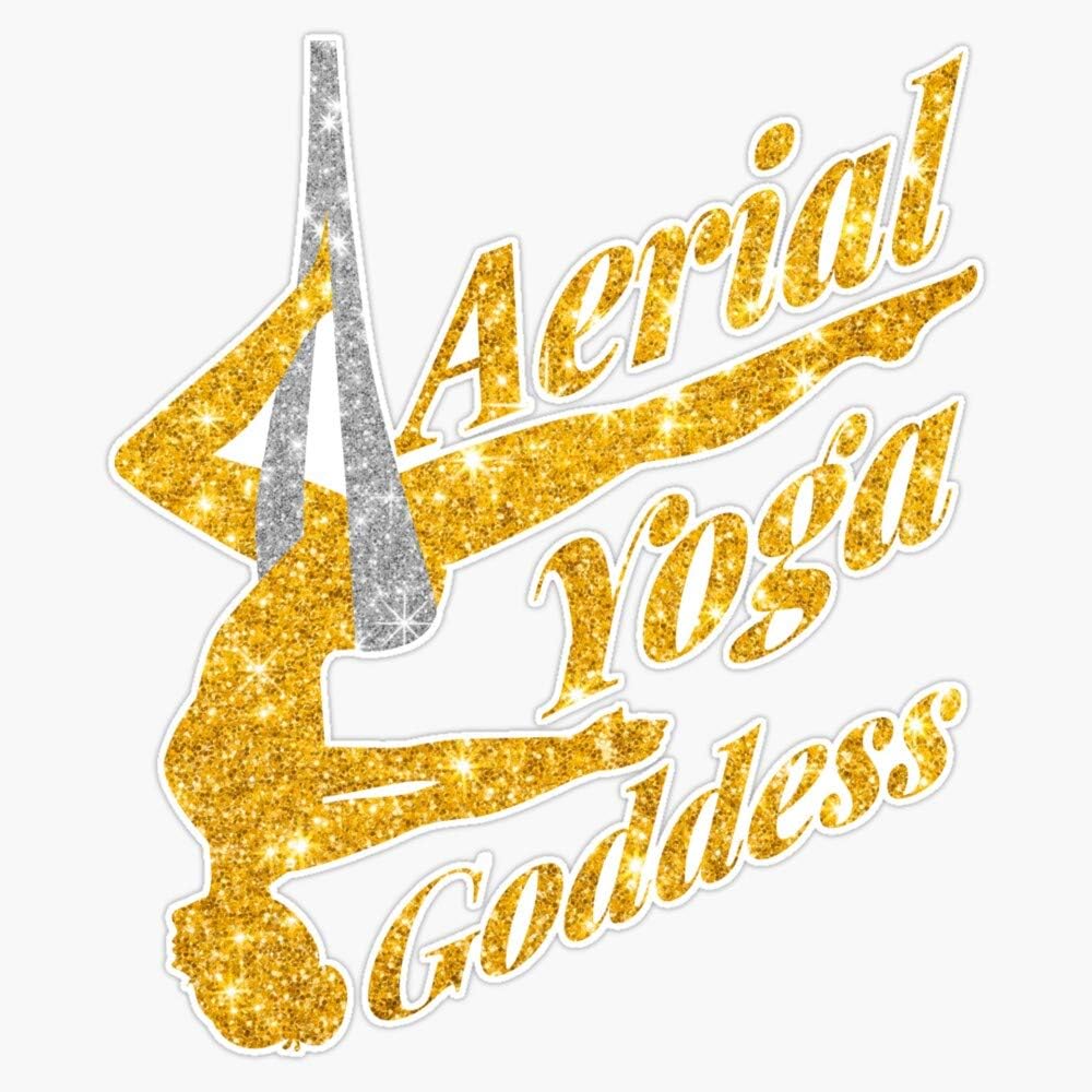 Aerial Yoga Goddess Glitter Gold Silhouette Hammock Pose Waterproof UV Resistant Car 5 Inch Reusable Magnet