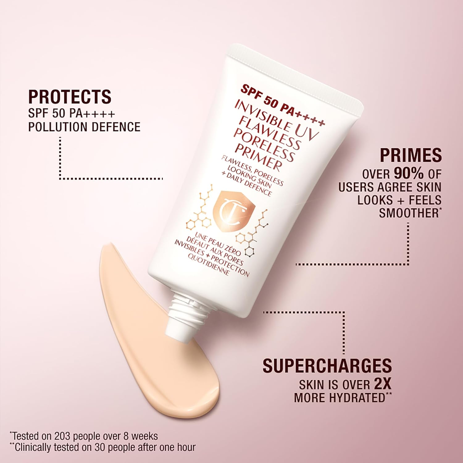 Charlotte Tilbury Invisible UV Flawless Makeup Primer - Broad Spectrum SPF 50 Sunscreen & Poreless Face Primer - Enriched with Hyaluronic Acid to Hydrate, Protect & Prime Skin - Image 3