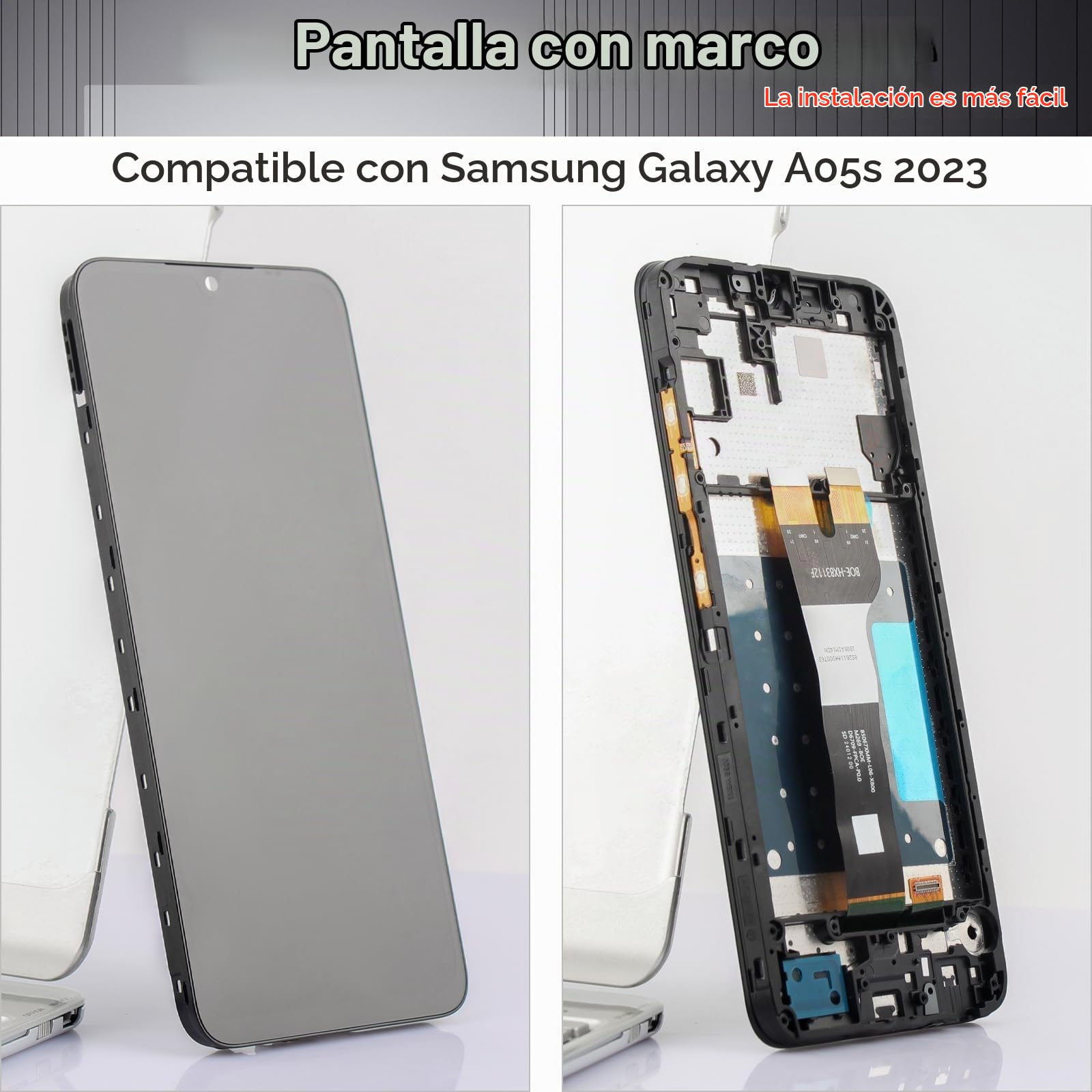 Para Samsung Galaxy A05s Pantalla Reemplazo para Samsung Galaxy A05s SM-A057F SM-A057M Pantalla Táctil LCD Digitalizador de Repuest Asamblea con Herramientas de Reparación(Negra + Marco)