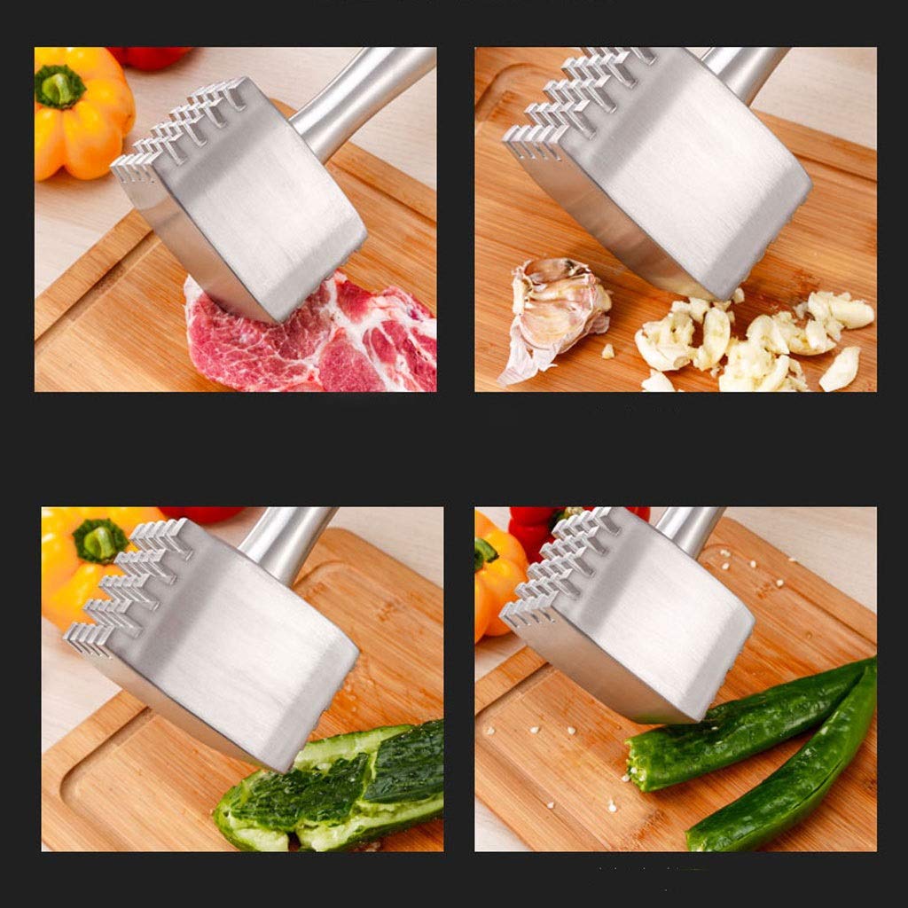 Fleischklopfer Steakhammer Fleischhammer 304 Edelstahl Fleischklopfer - texturiert Fleisch Pounder for Küche - Fleisch Hammer for Hühnerfleisch Rindfleisch Schweinefleisch - Ice Cracker - Double Sided