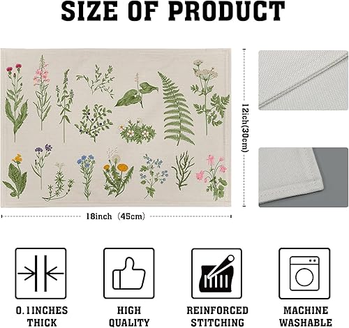 Miniatura 76 de Juego de 4 manteles individuales de arpillera con hojas de otoño, 12 x 18 pulgadas, calabazas de acuarela, Acción de Gracias, decoración de otoño