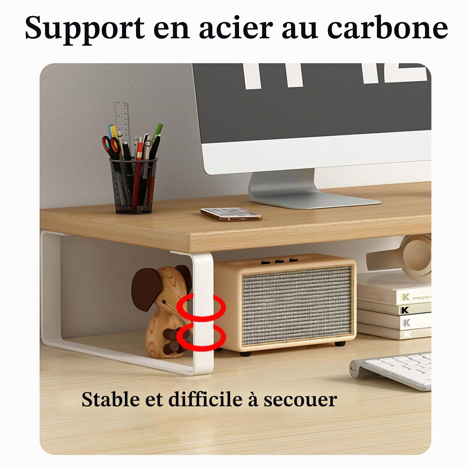 Rehausseur Ecran Pc Bureau,RéHausseur éCran Ordinateur,Support De Moniteur en Bois,Support De Moniteur avec Rangement,Support De Moniteur D'Ordinateur Ergonomique,pour Moniteur De Pc