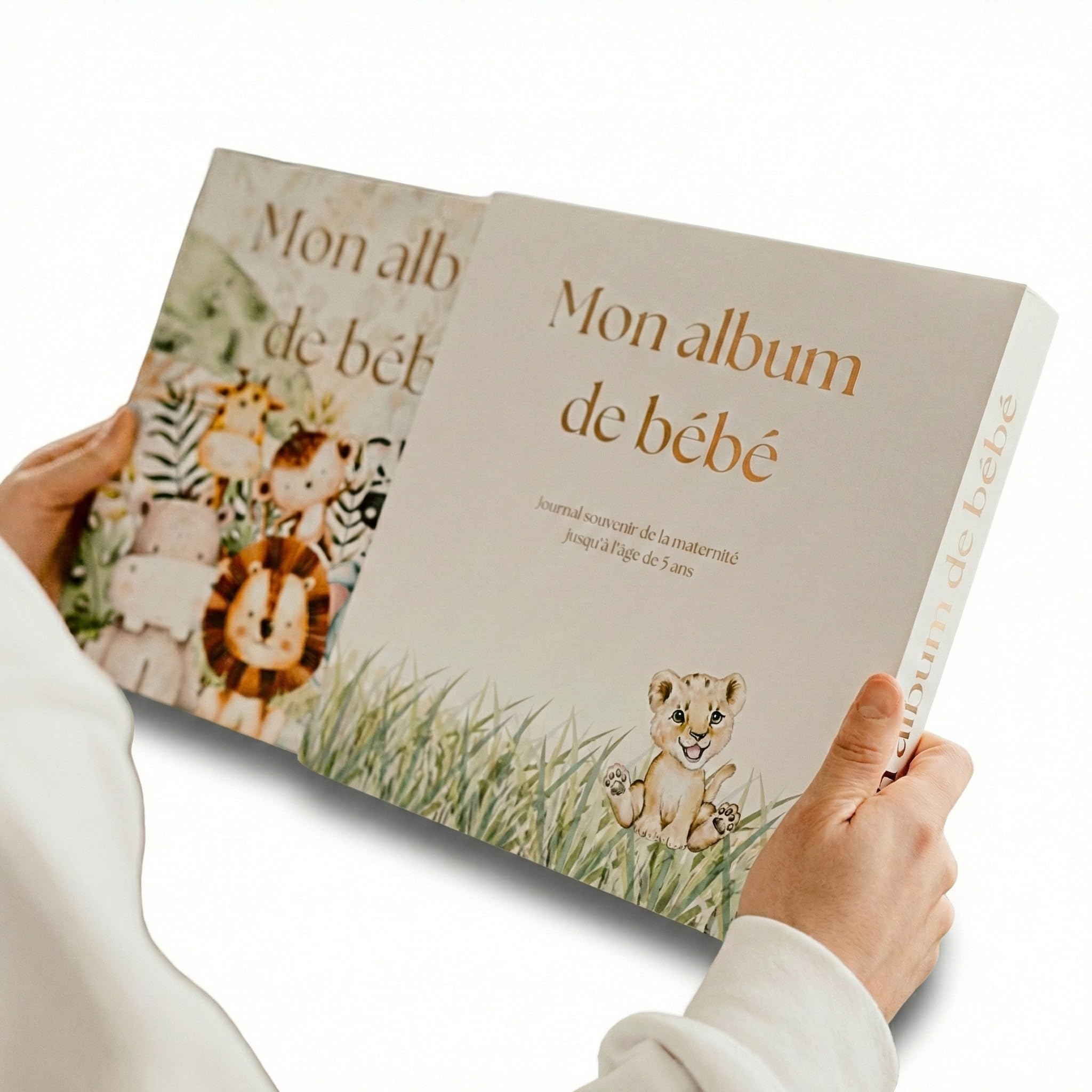 Livre souvenir de bébé – Album de naissance et journal de grossesse français pour garçon et fille, haut de gamme, album photo et cadeau de baby shower avec pochettes souvenirs