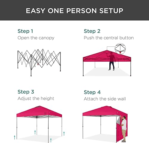 Miniatura 78 de Best Choice Products Carpa Toldo Desplegable de 10x10 pies para Instalación de 1 Persona, Refugio Portátil Instantáneo con Botón de 1 Toque