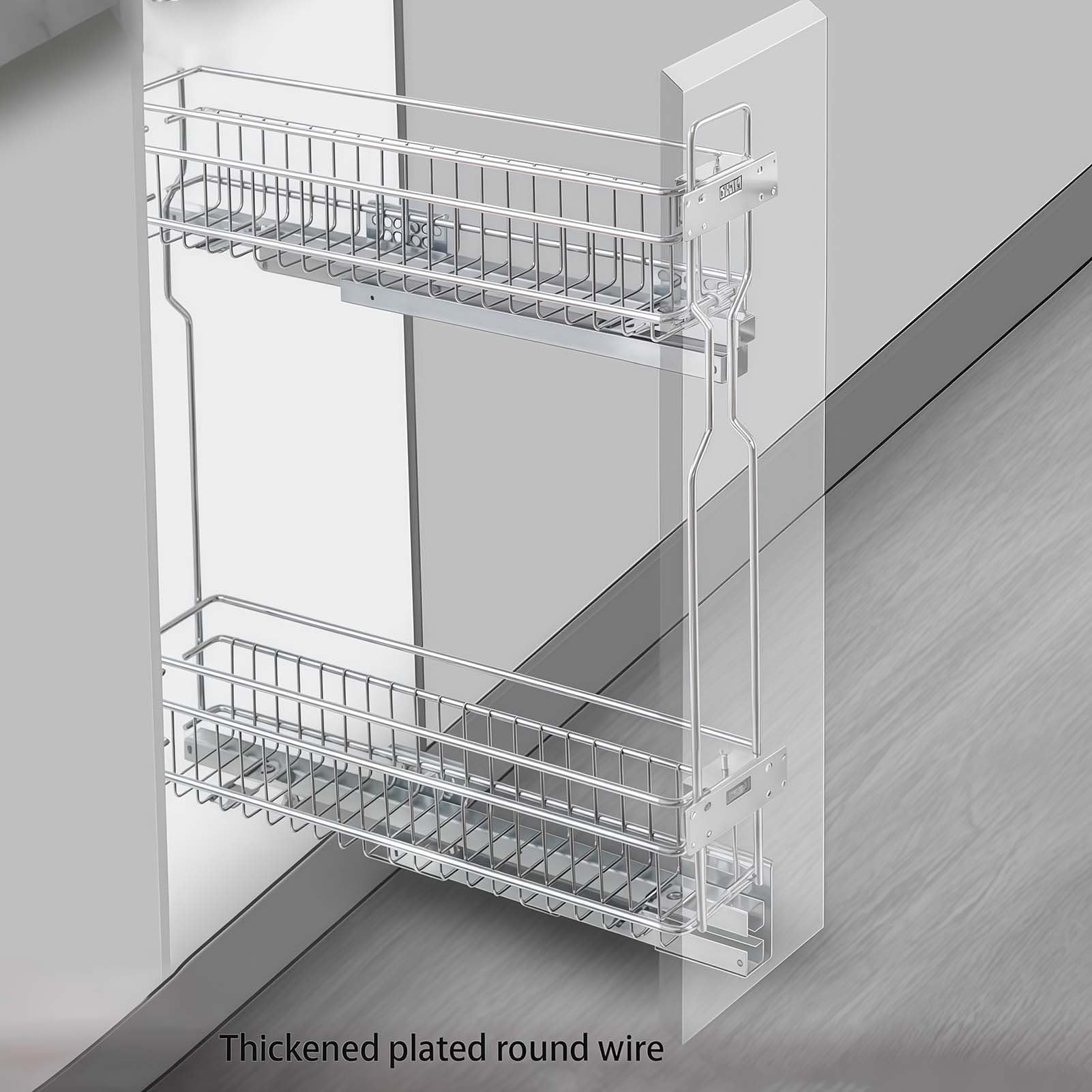 Organizador de especias, unidad de almacenamiento deslizante de 2 niveles para armarios estrechos, almacenamiento de cajones de acero inoxidable para la cocina del hogar