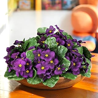 Maysing 10 Pcs African Violet Artificial Plant Purple African Violet Individual 9 Inches Artificial Flowers for Home Decoration Office Decor Gift