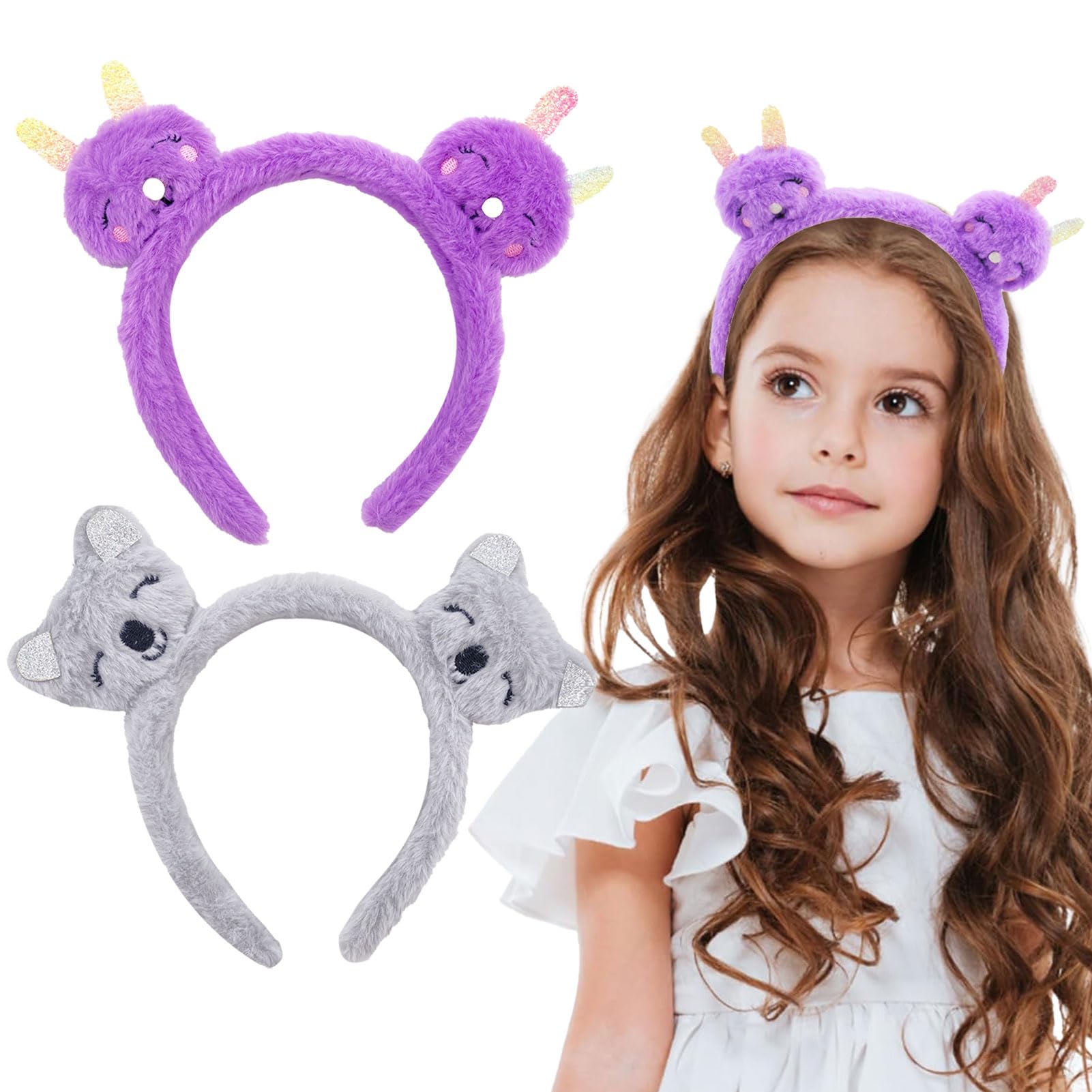 Melbelia 2PK Ear Headbands Ears Costume Headband Hair Band Cute Ear Hair Accessories for Themed Events and Party