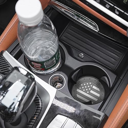 Miniatura 5 de AUCELI -Juego de 4 posavasos para el portavasos del auto, con bandera estadounidense insertada, antideslizante, a prueba de golpes, 2,75 pulgadas,