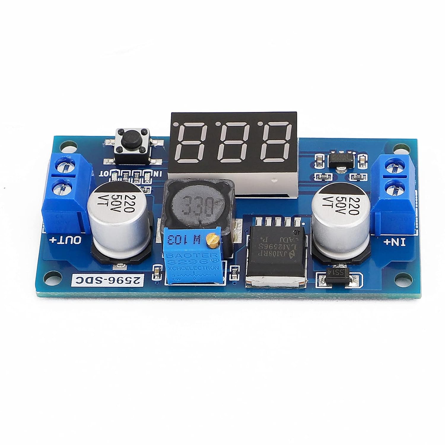 DROK® LM2596 Analog Control Buck Converter DC-DC Step-down Transformer Voltage Regulator Module 36V 24V 12V to 5V 2A Power Inverter Volt Stabilizer with Red LED Display Voltmeter Board Input/Output Voltage