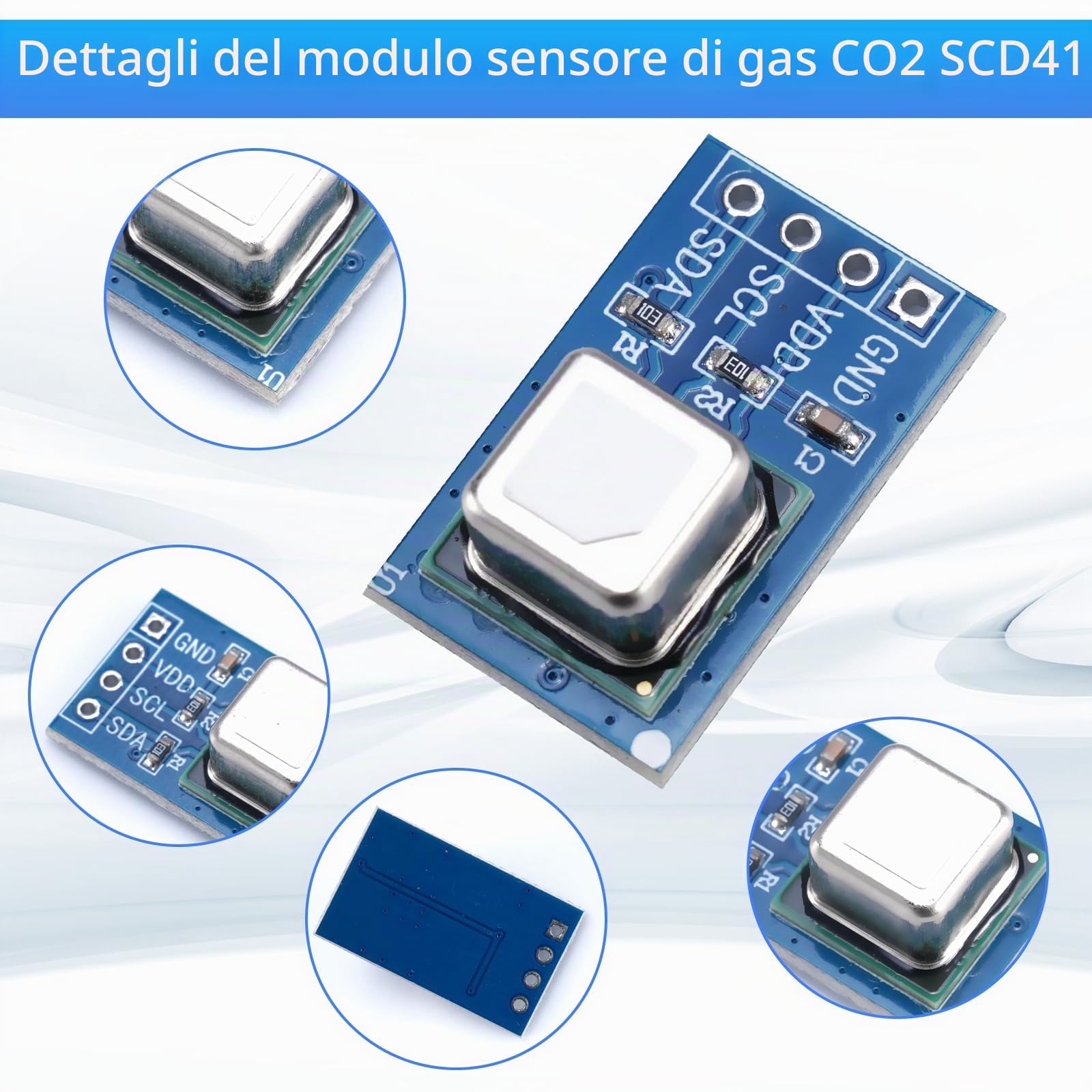 3 moduli di sensore di gas SCD41, modulo di rilevamento di CO2, temperatura e umidità 2 in 1, sensore di controllo della qualità dell'aria, comunicazione I2C, 2,4-5,5 V