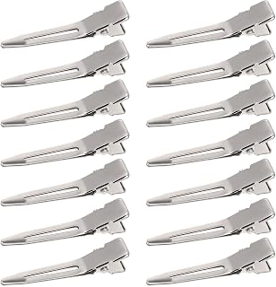 Hicarer 1.75 Inches Single Prong Curl Metal Hair Clips for Dreads Lock Clips Hair Alligator Clips Silver Section Clips Metal Alligator Clips Hair Pins for Hair Extensions (50 Pack)