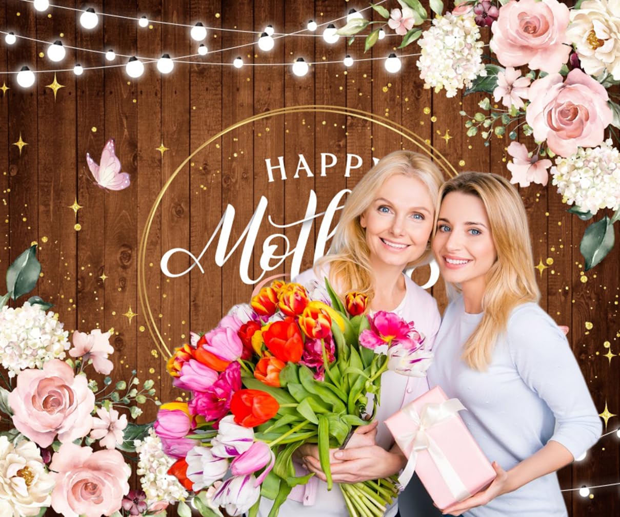 Pavimento in legno Felice Festa della Mamma Sfondo Rosa Fiore Festa della Mamma Sfondo per Fotografia Festa della Mamma Fotografia Sfondo Decorazioni Banner Best Mom Party Supplies Puntelli